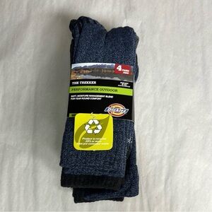 New Dickies Socks Men’s 4 Pair Performance Outdoor Mid-Weight Socks Blue & Black